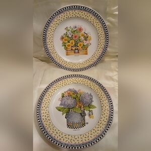 2 Vintage 1999 Sakura Debbie Mumm Spring Bouquet plates Hydrangea, Bouquet